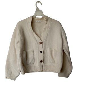 Jeana Sohn Jeju Alpaca Wool Blend Cardigan Beige OS Quiet Luxury Neutral capsule